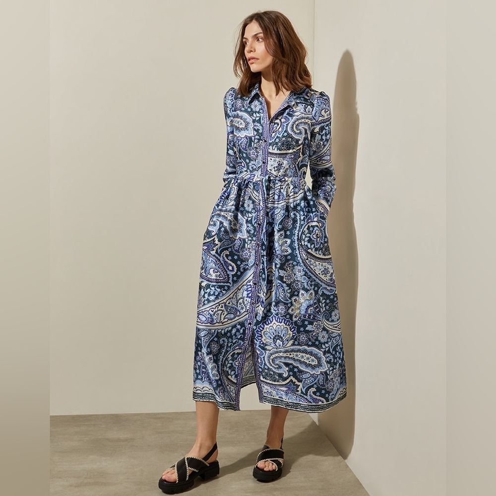 Gallery at Dunnes Opal shirt dress in blue paisley - 20 nwt